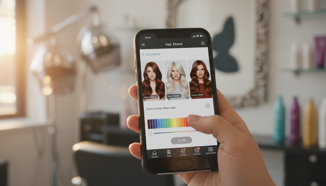 Comparação entre duas simulações de cor de cabelo na tela do celular