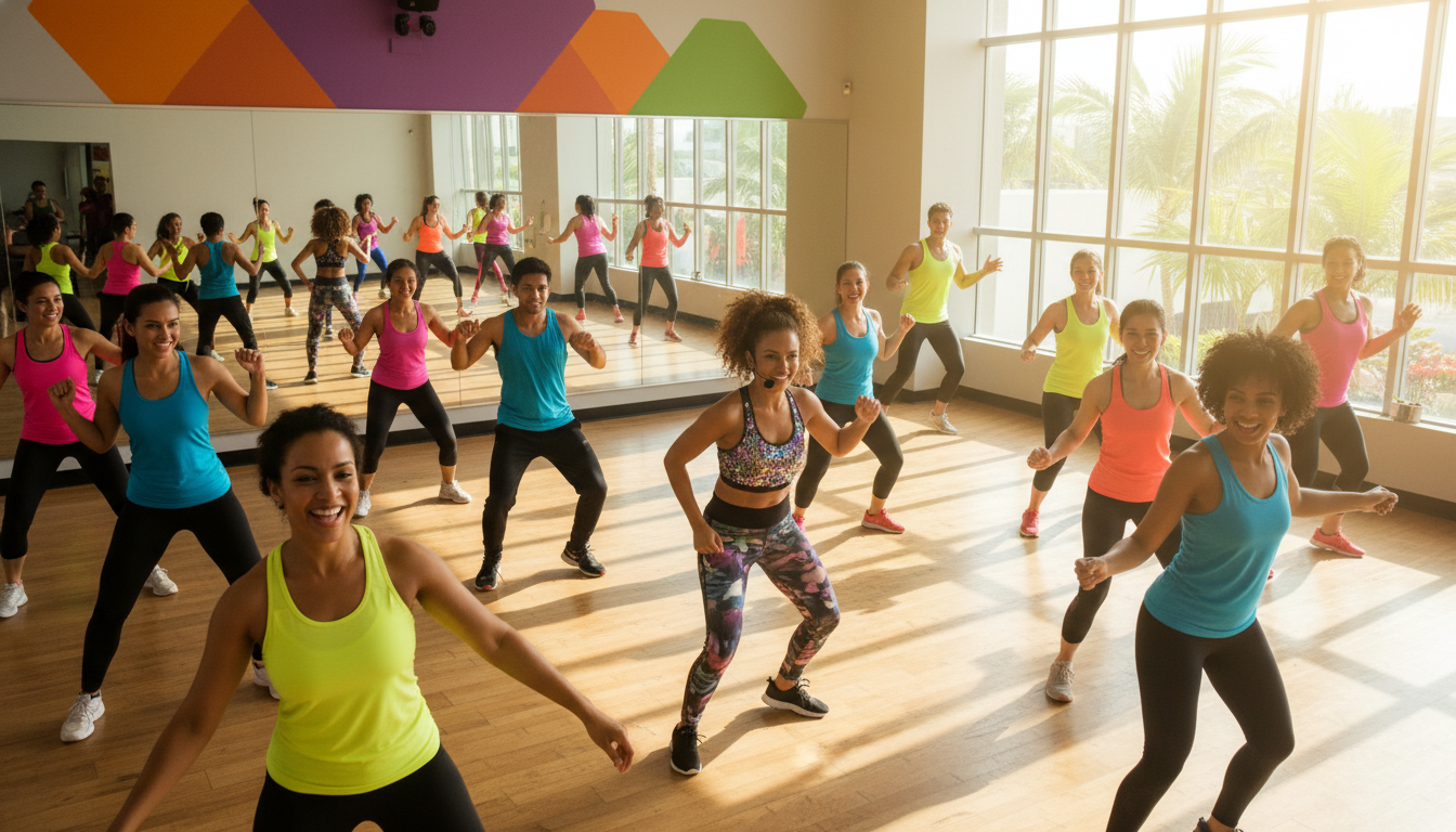 Pessoa acompanhando aula de dança pela televisão da sala