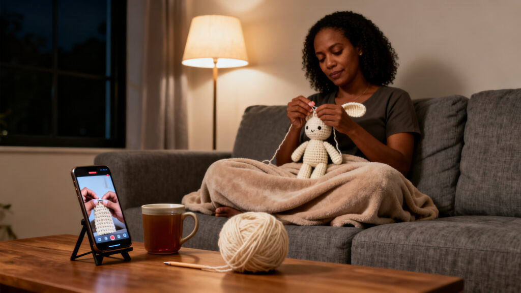 Aprender crochê pelo celular com vídeo e prática diária